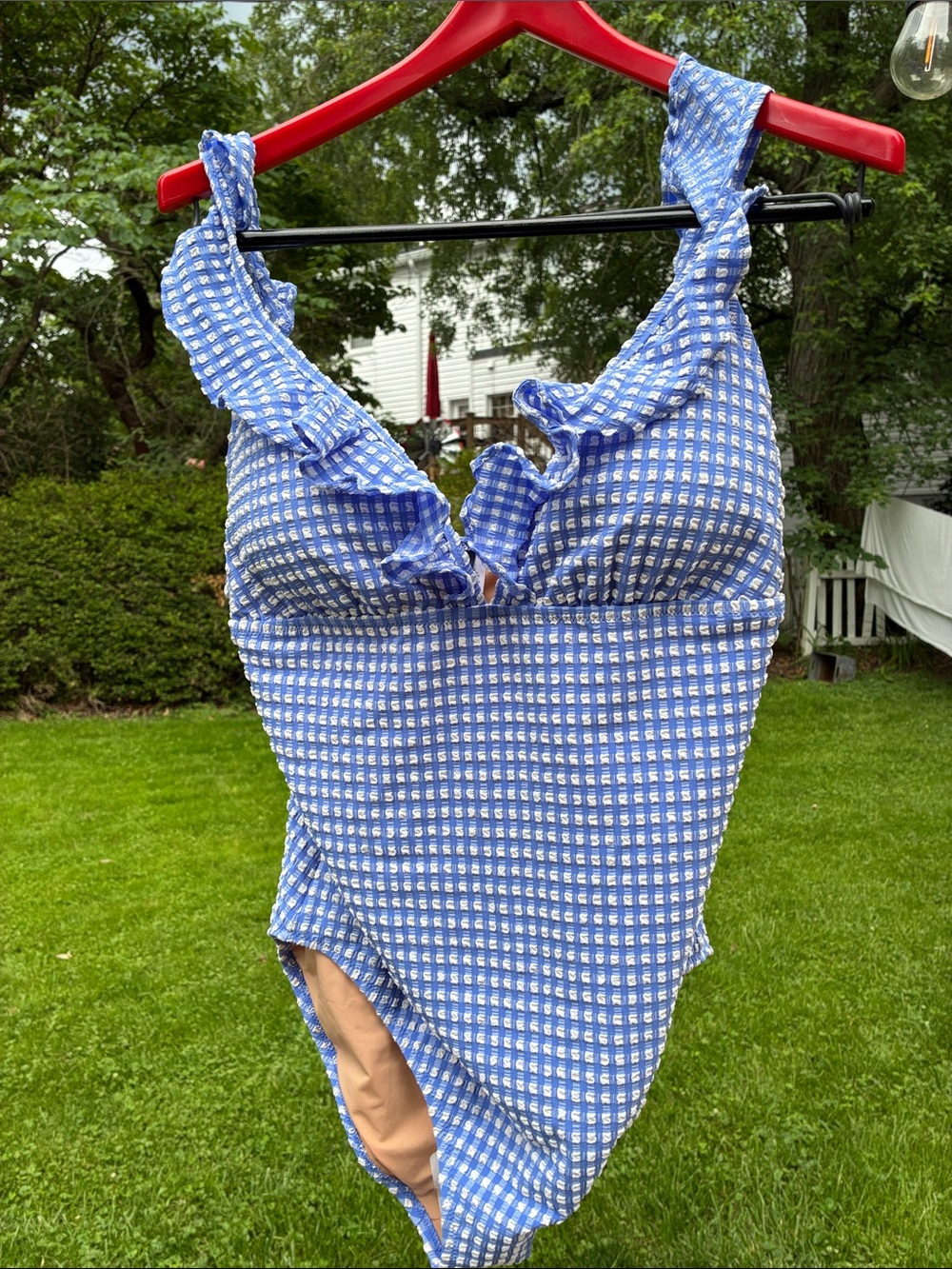 J. Crew Blue Gingham Swimsuit NWT